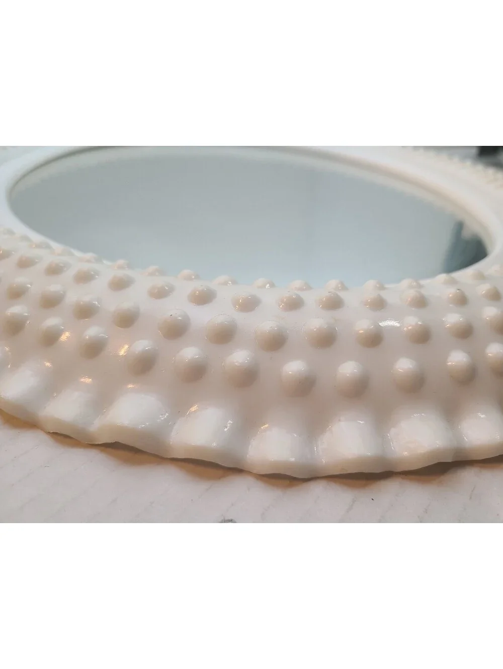 Burwood #2657 White Hobnail Faux Milk Glass Plastic Vintage Retro Wall Mirror